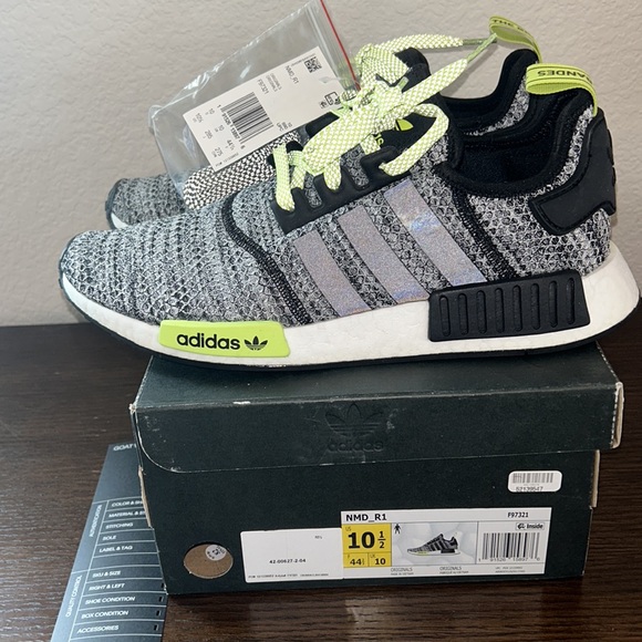Adidas NMD R1, reflective, F97321, new in the box Goat verified, mens US 10.5 - Picture 2 of 9